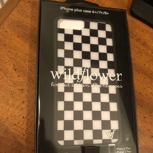 Wildflower Black Checkered Phone Case